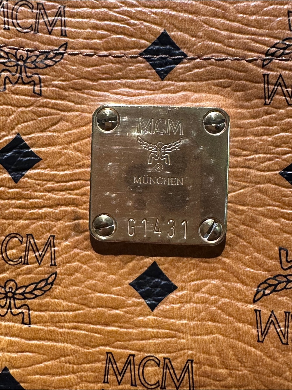 MCM Cognac Monogram Shoulder Bag - Picture 5 of 13